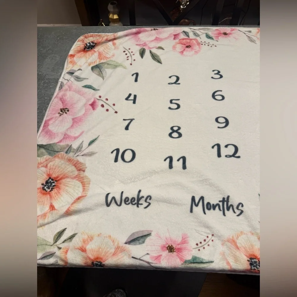 Floral Baby Milestone Photo Blanket – Weeks & Months